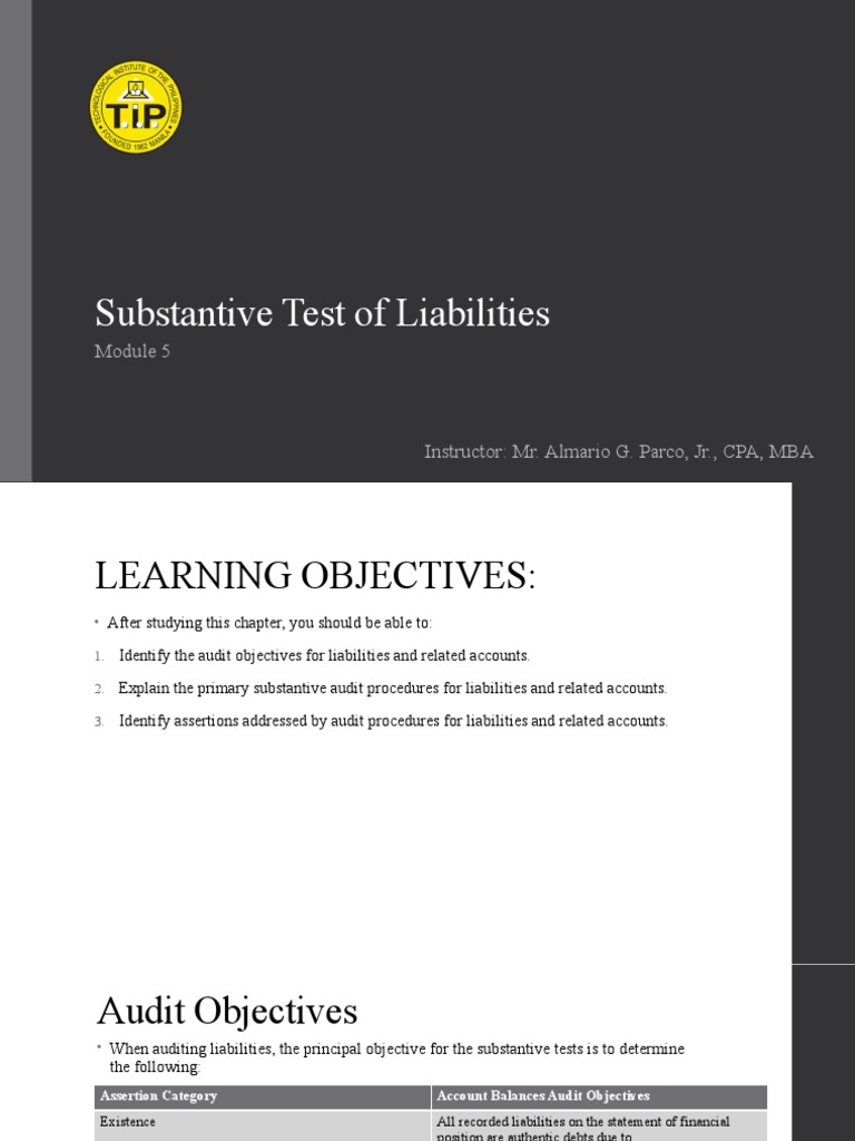 Substantive Tests for Liabilities Audit | PDF | Bonds (Finance ...