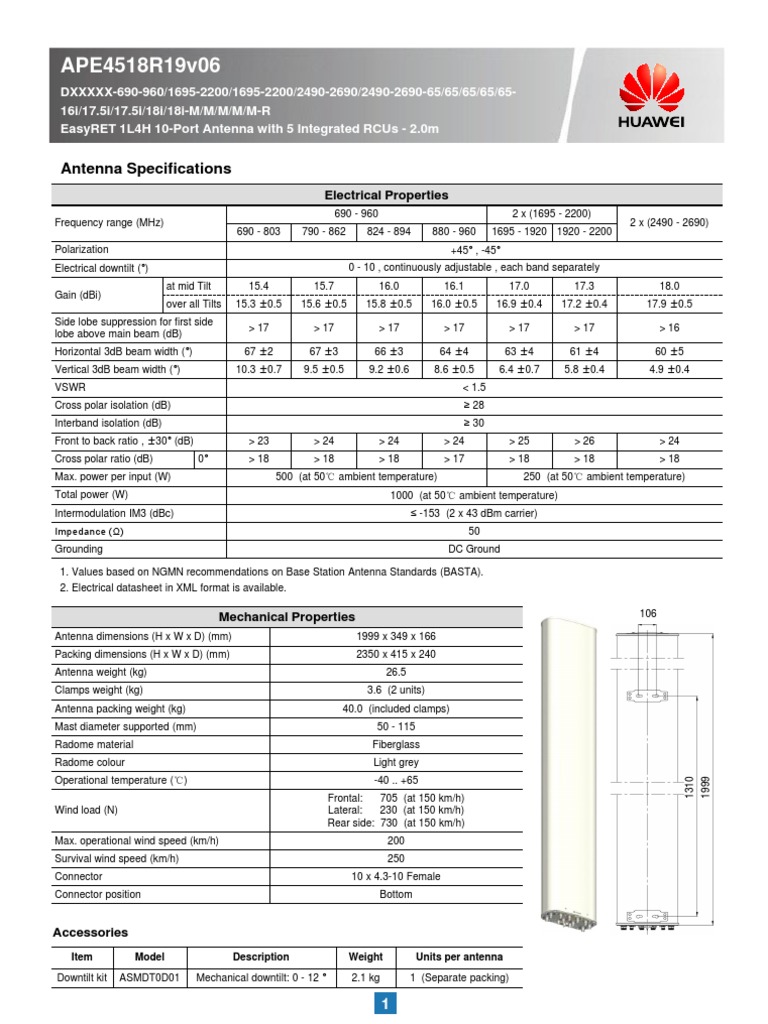 APE4518R19v06: Antenna Specifications | PDF | Electromagnetic Radiation ...