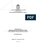 Documento de Autoevaluación Informe Final: Especialización en Estructuras