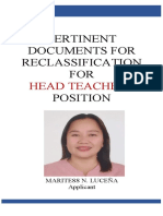 Pertinent Documents For Reclassification FOR Position: Head Teacher I