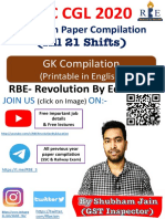 GK (In Eng) SSC CGL 2020 All Shifts in Printable Format - RBE
