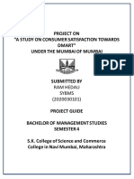 Project On "A Study On Consumer Satisfaction Towards Dmart" Under The Mumbai of Mumbai