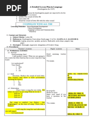 KINDERGARTEN LESSON PLAN 