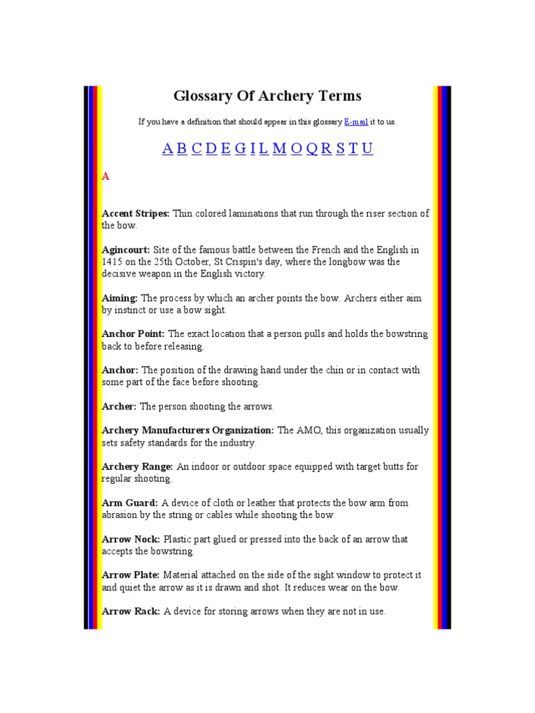 Glossary of Archery Terms Bow And Arrow Archery