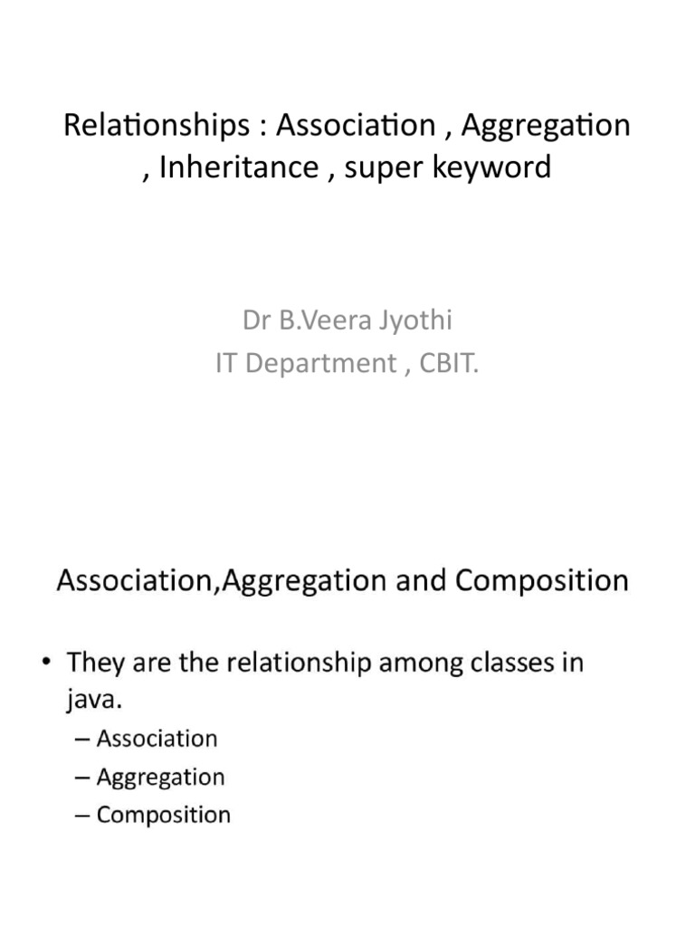 J8-Aggregation-Association Relationships in Java | PDF | Inheritance ...