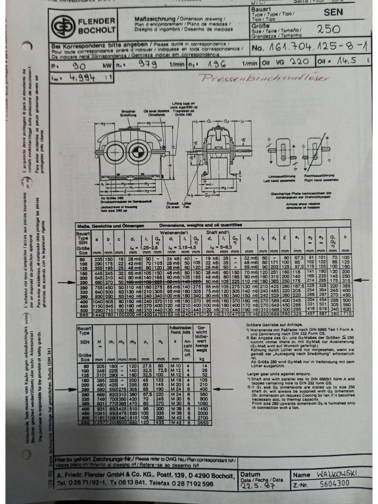 Flender SEN 250 Gear Box PDF