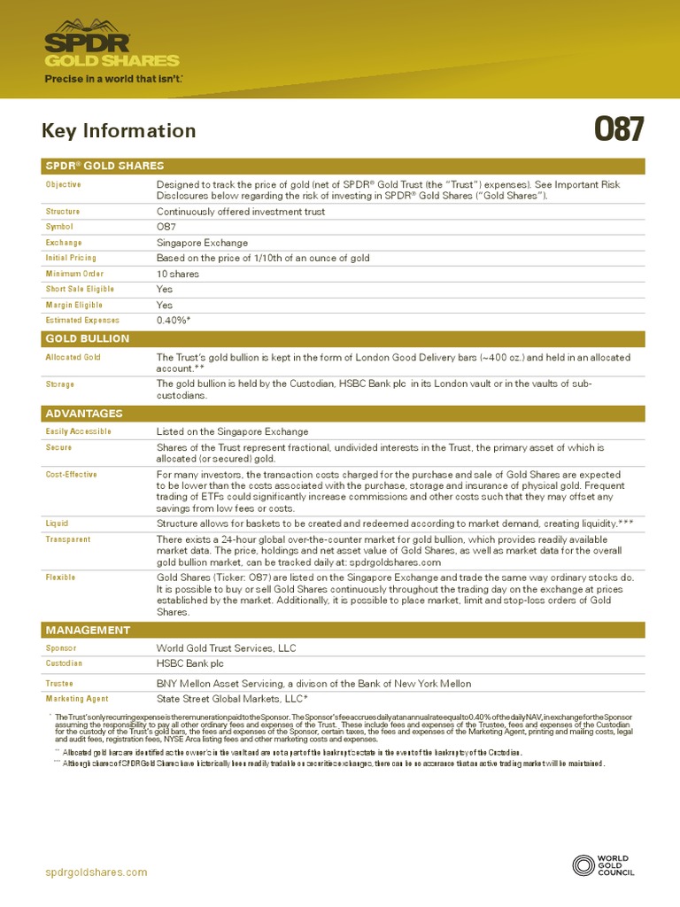 Key Information: SPDR Gold Shares | PDF | Gold As An Investment ...