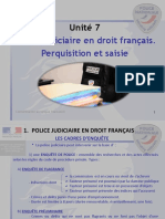 La Police Judiciaire en Droit Français. Perquisition Et Saisie