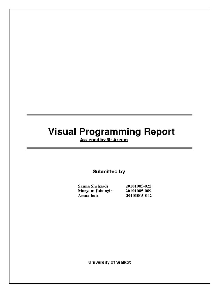 Visual Programming Report Assigned by Sir Azeem PDF Microsoft Sql