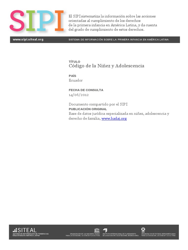 Ecuador Codigo de La Ninez y Adolescencia 2002 | PDF | Abuso infantil ...