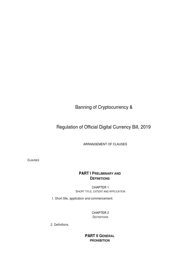Draft Banning of Cryptocurrency Regulation of Official Digital Currency