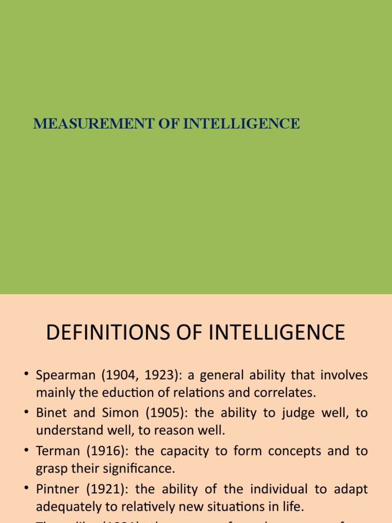 Intelligence Measurement Theories Overview | PDF | Intelligence ...