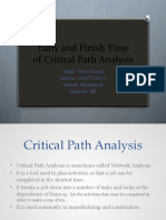 Early and Finish Time of Critical Path Analysis