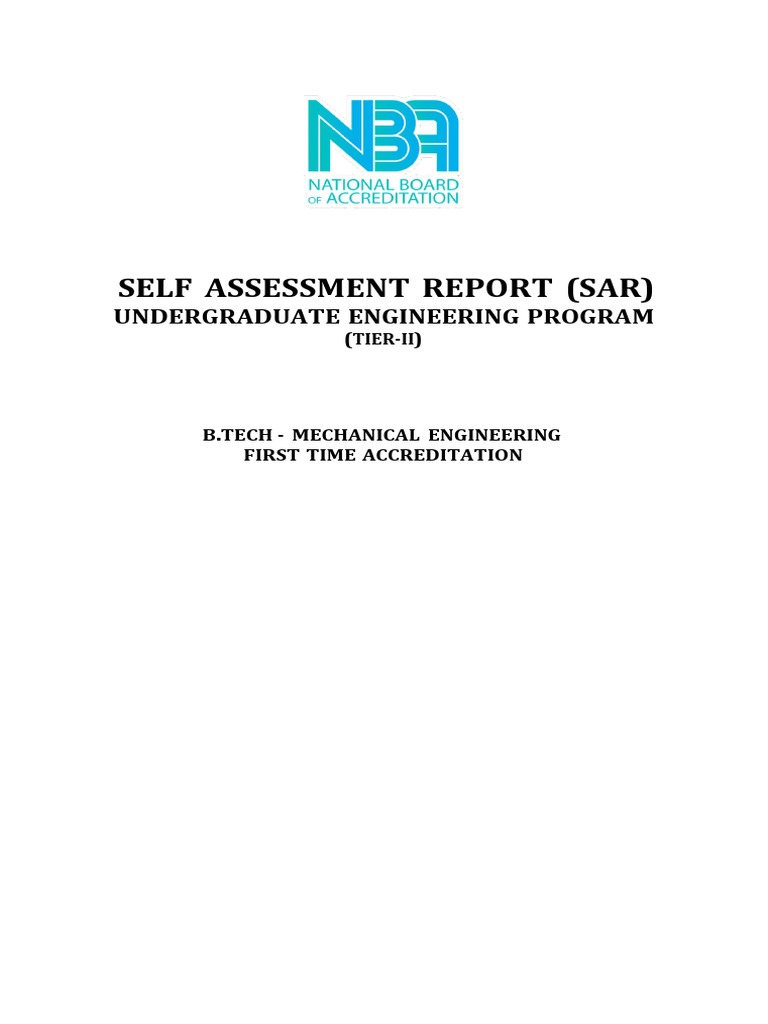 Self Assessment Report (Sar) : Undergraduate Engineering Program | PDF ...