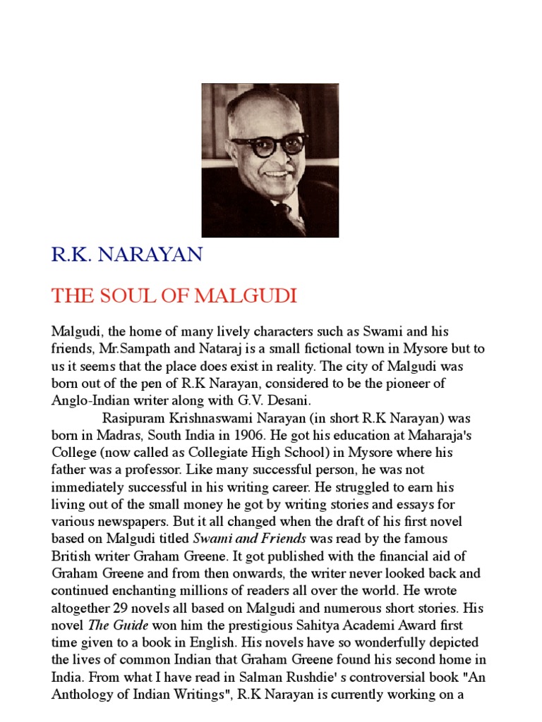 essay on r.k. narayan in 1000 words