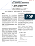 A Study of Machine Learning Techniques For Diabetes Prediction