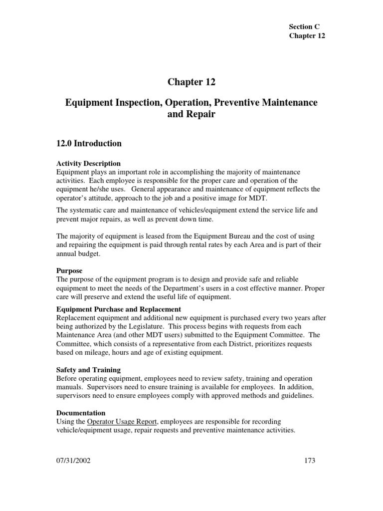 Equipment Inspection Operation Preventive Maintenance | PDF