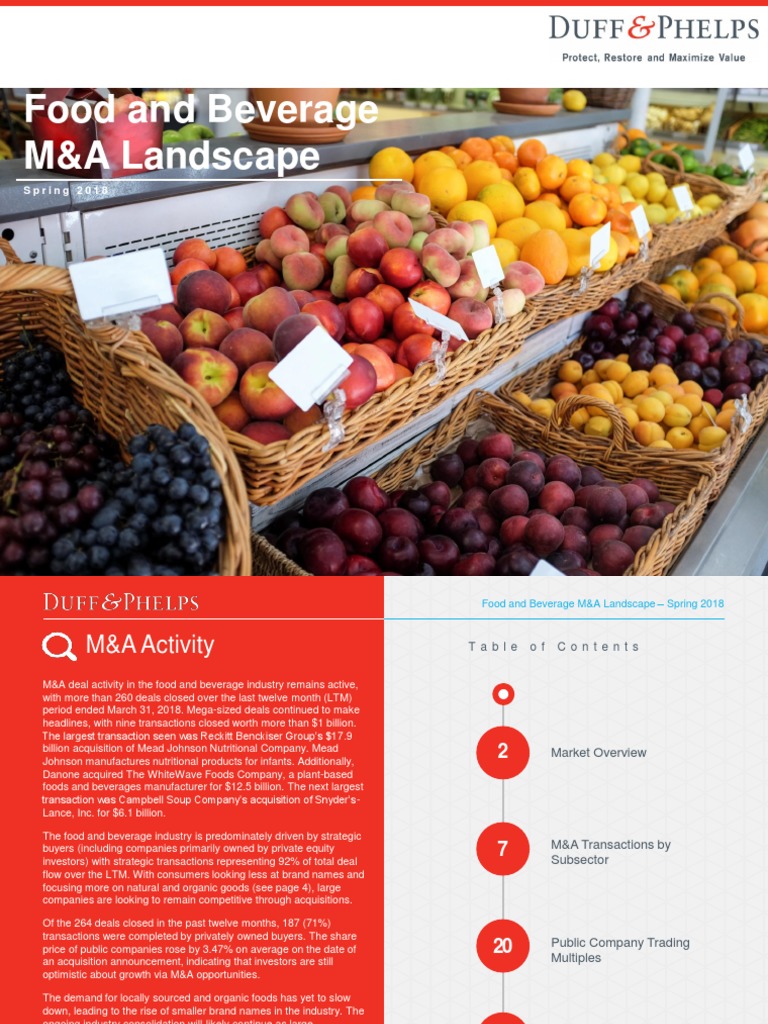 Food and Beverage Industry Ma Landscape Spring 2018 PDF Mondelez