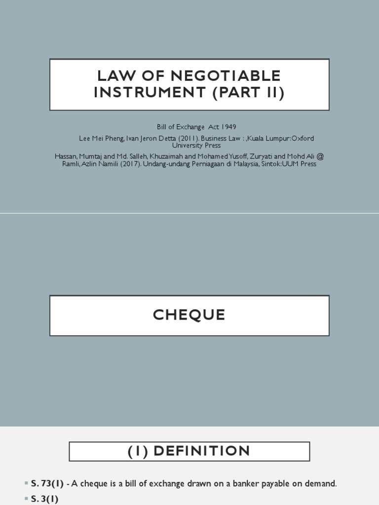 Topic 14 - Part 2 Students | PDF | Cheque | Negotiable Instrument