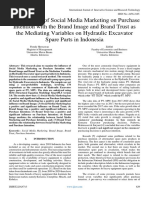 The Influence of Social Media Marketing On Purchase Intention With The Brand Image and Brand Trust As The Mediating Variables On Hydraulic Excavator Spare Parts in Indonesia