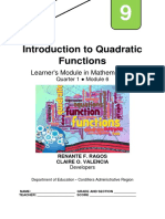 Introduction To Quadratic Functions: Learner's Module in Mathematics 9