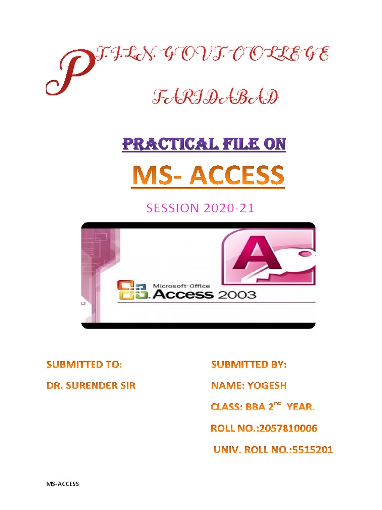 MS Access Practical Guide for BBA Students | PDF | Databases ...