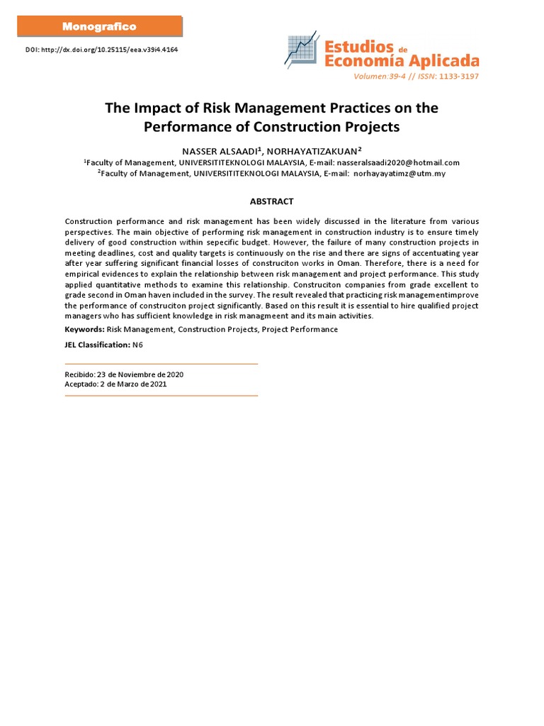 Risk Management in Oman's Construction Projects | PDF | Risk | Risk ...
