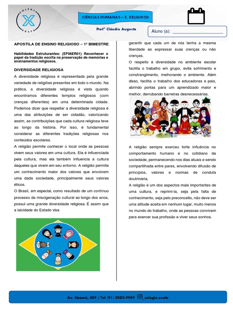 Apostila Ensino Religioso 6° Ano 2022 | PDF | Páscoa | Humano
