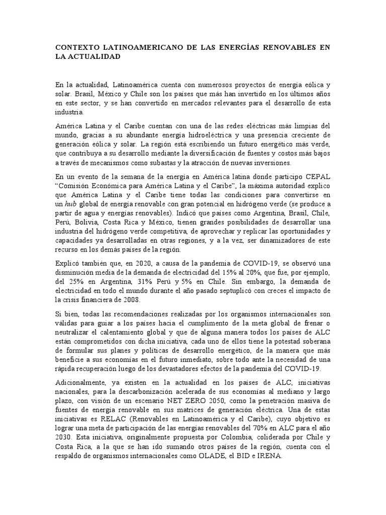 Energías Renovables en Latinoamérica 2023 | PDF | America latina ...