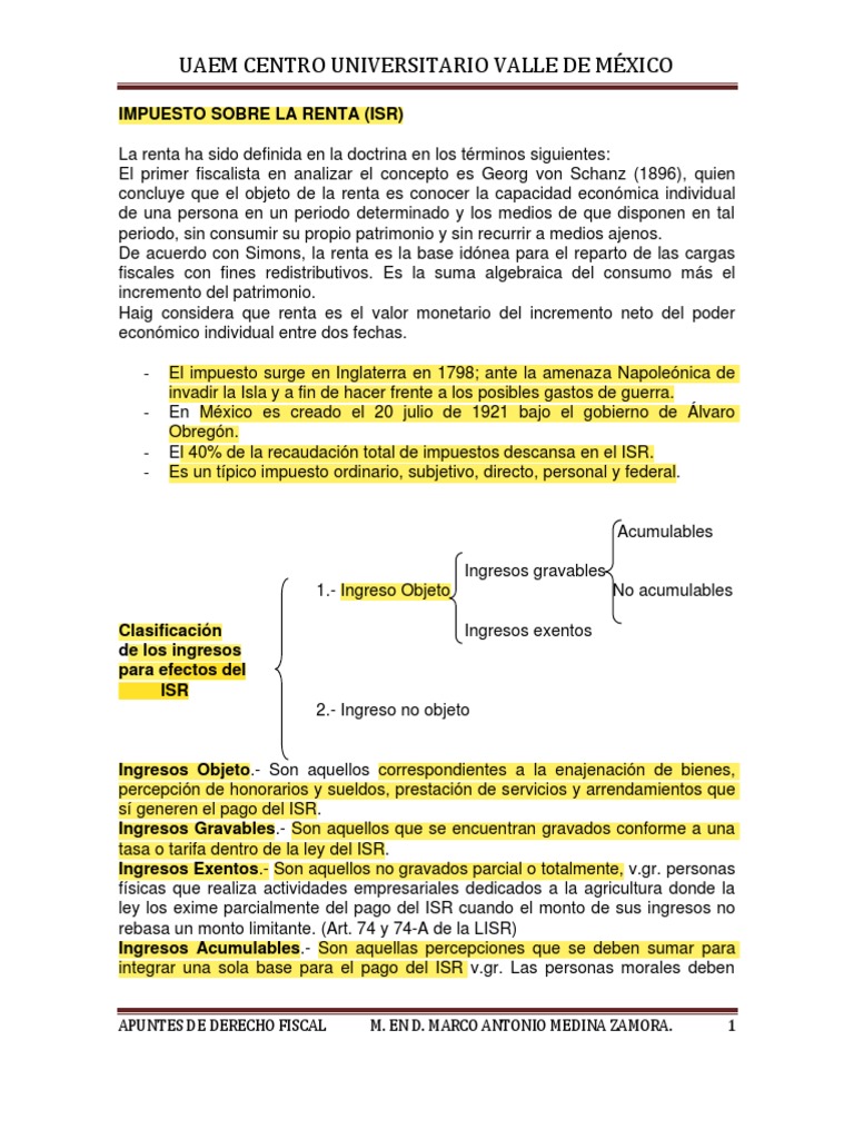 Conceptos Clave del Impuesto sobre la Renta | PDF | Impuesto sobre la ...