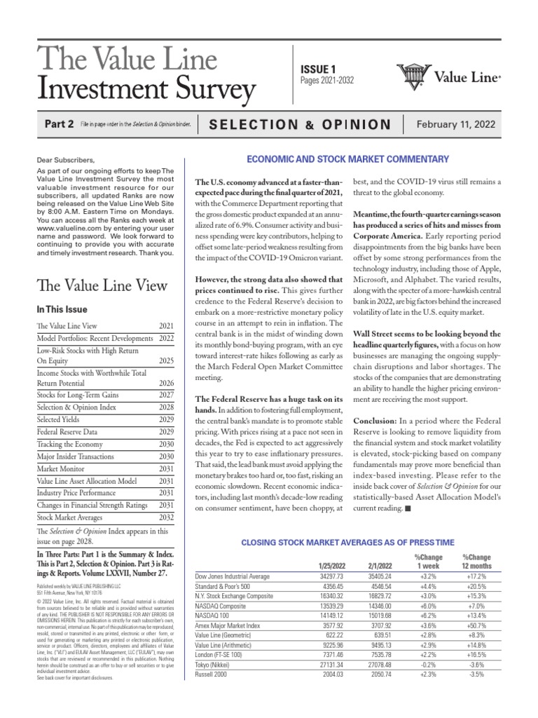 The Value Line View: Issue 1 | PDF | Valuation (Finance) | Equity (Finance)