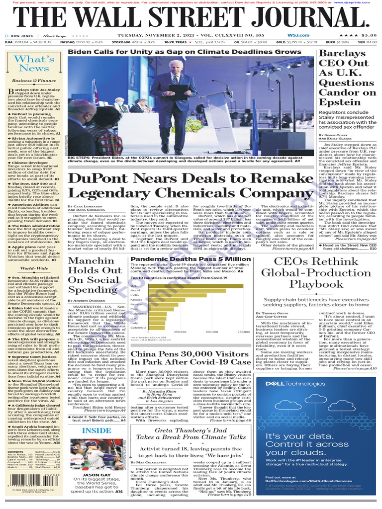 Dupont Nears Deals To Remake Legendary Chemicals Company: For Personal,  Non-Commercial Use Only | PDF | Interest Rates | Federal Reserve