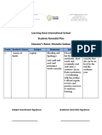 Learning Oasis International School Students Remedial Plan Educator's Name: Montaha Sadoon