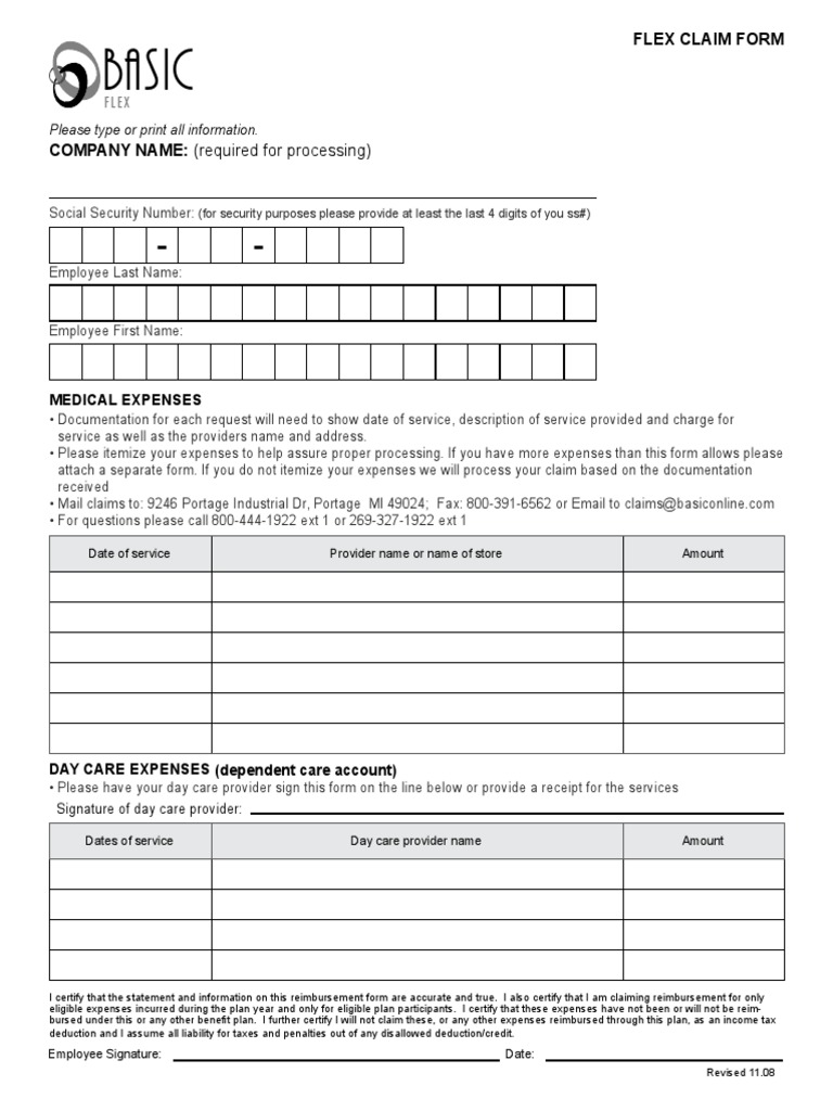 Flex Claim Reimbursement Form | PDF
