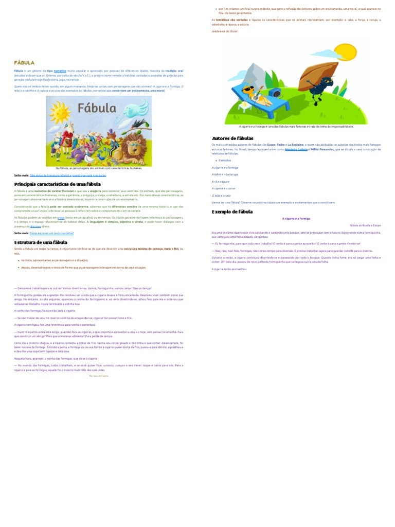 Estrutura e Características da Fábula | PDF | Fábula