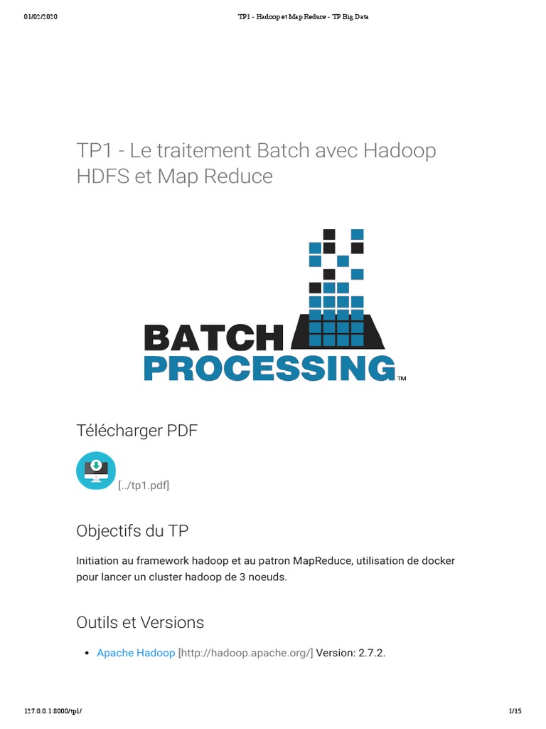 TP1 : Introduction à Hadoop et MapReduce | PDF | MapReduce | Apache Hadoop