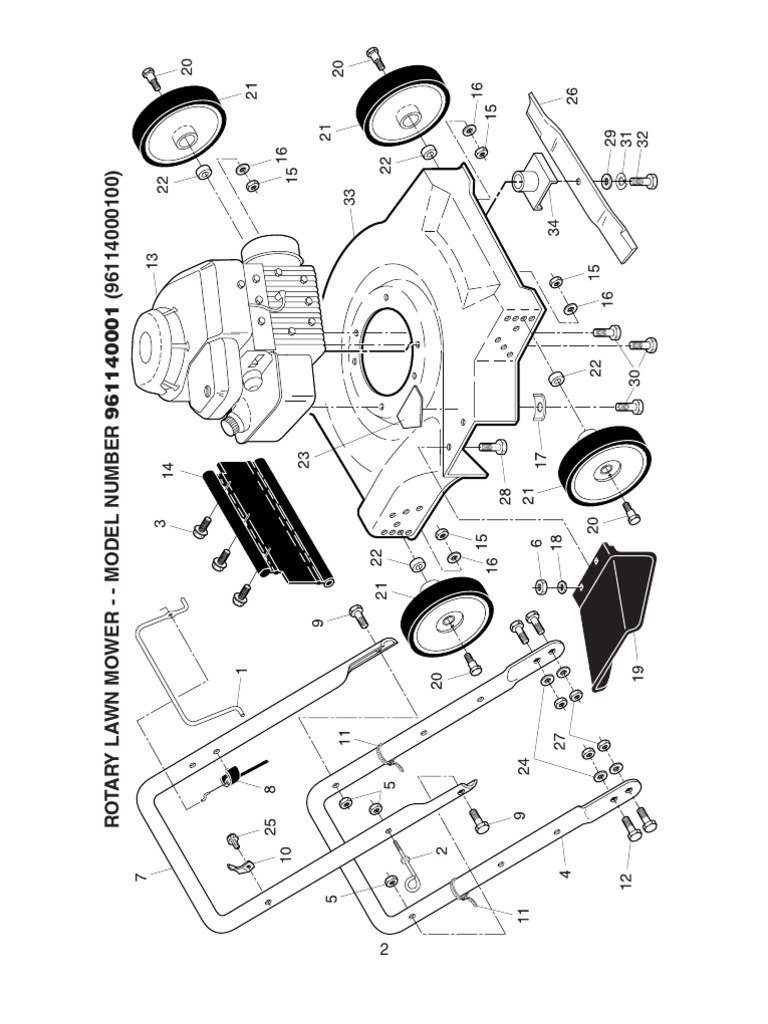 Electrolux 961140001 Parts List Lawn Mower Mower