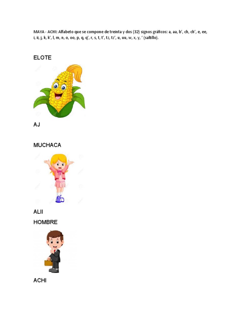 25 Palabras en Achi y Español PDF