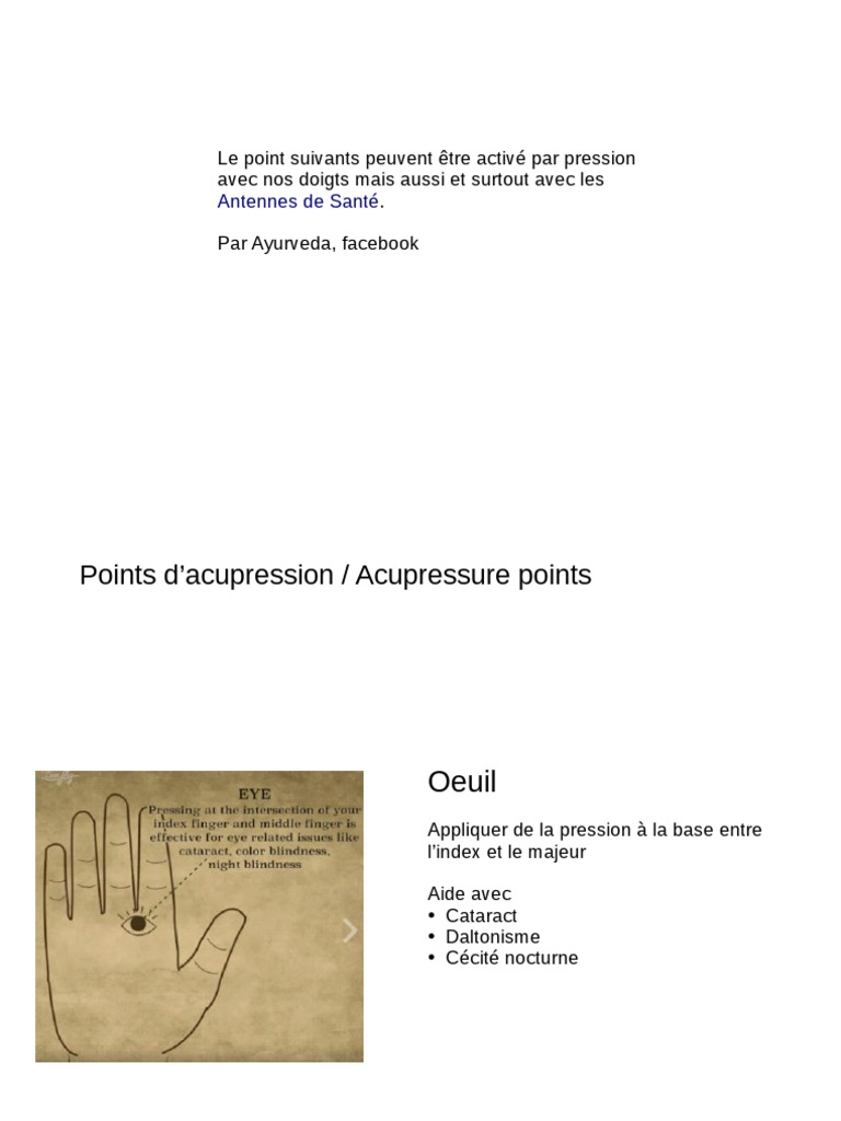 Points Dacupression | PDF | Sciences de la santé | Anatomie