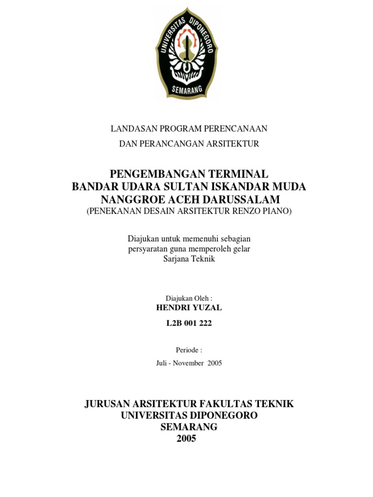 Pengembangan Terminal Bandar Udara Sultan Iskandar Muda NAD | PDF