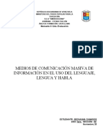 Medios de Comunicaciòn Masiva de Informaciòn en El Uso Del Lenguaje, Lengua y Habla - Geovanna Camargo - 3er Año B