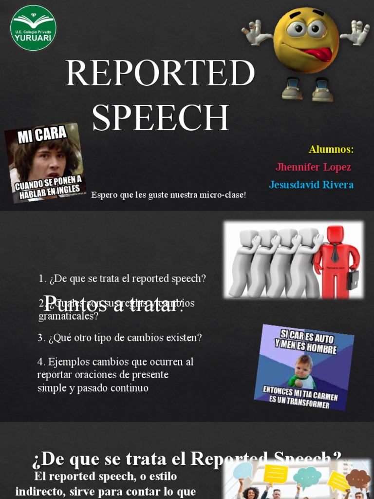 Reported Speech: Alumnos | PDF | Verbo | Morfología Lingüística
