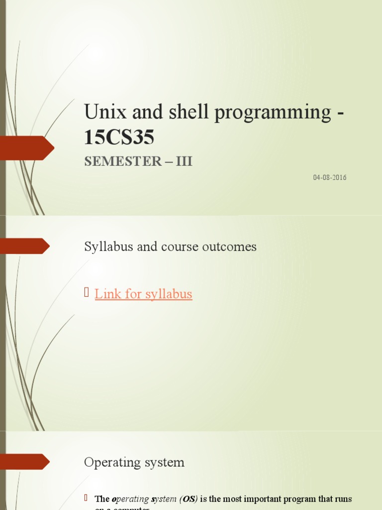 Unix and Shell Programming - : Semester - Iii | PDF | Operating System ...