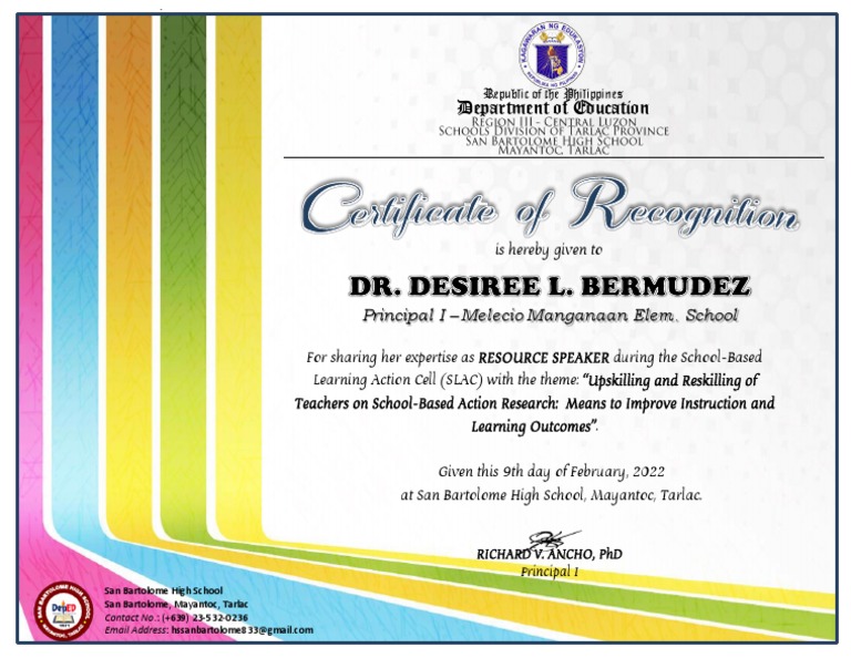 Certificate Of Appreciation For Speakers Sample