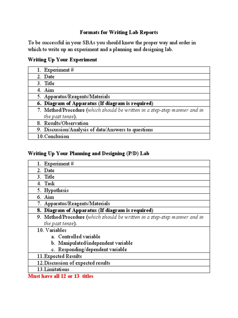 Lab Report Writing Formats Guide | PDF