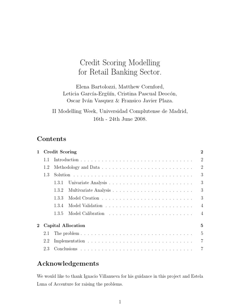 Credit Scoring Modelling For Retail Banking Sector | PDF