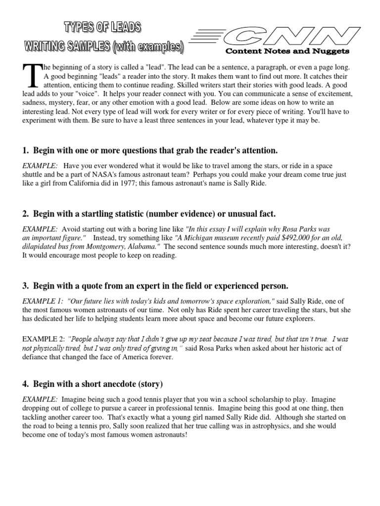 Crafting Engaging Essay Leads | PDF | Essays