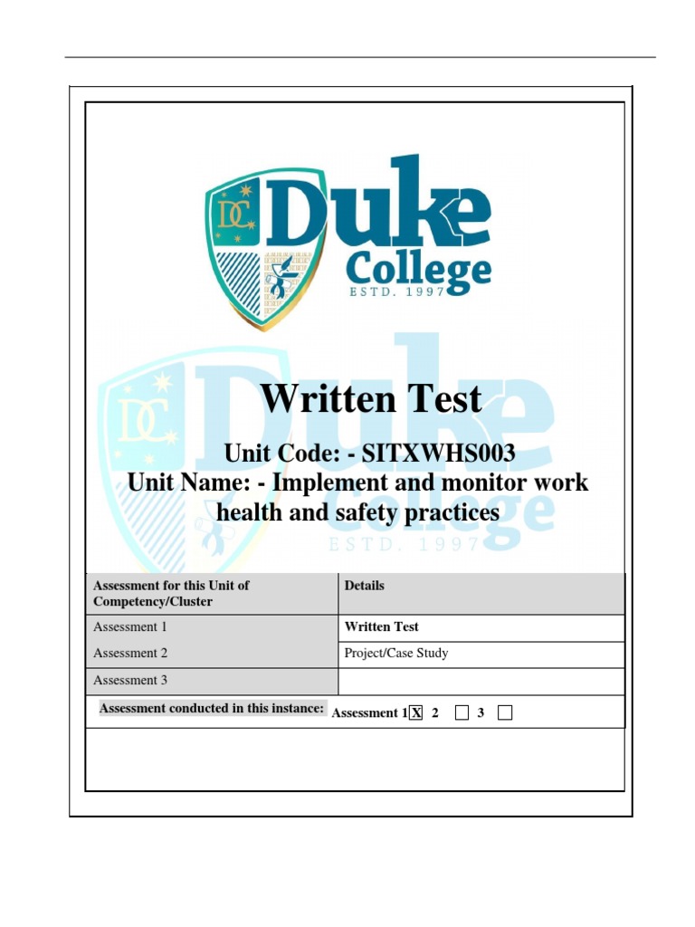 WHS Practices Assessment Guide | PDF | Occupational Safety And Health ...