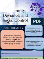 Conformity, Deviance and Social Control