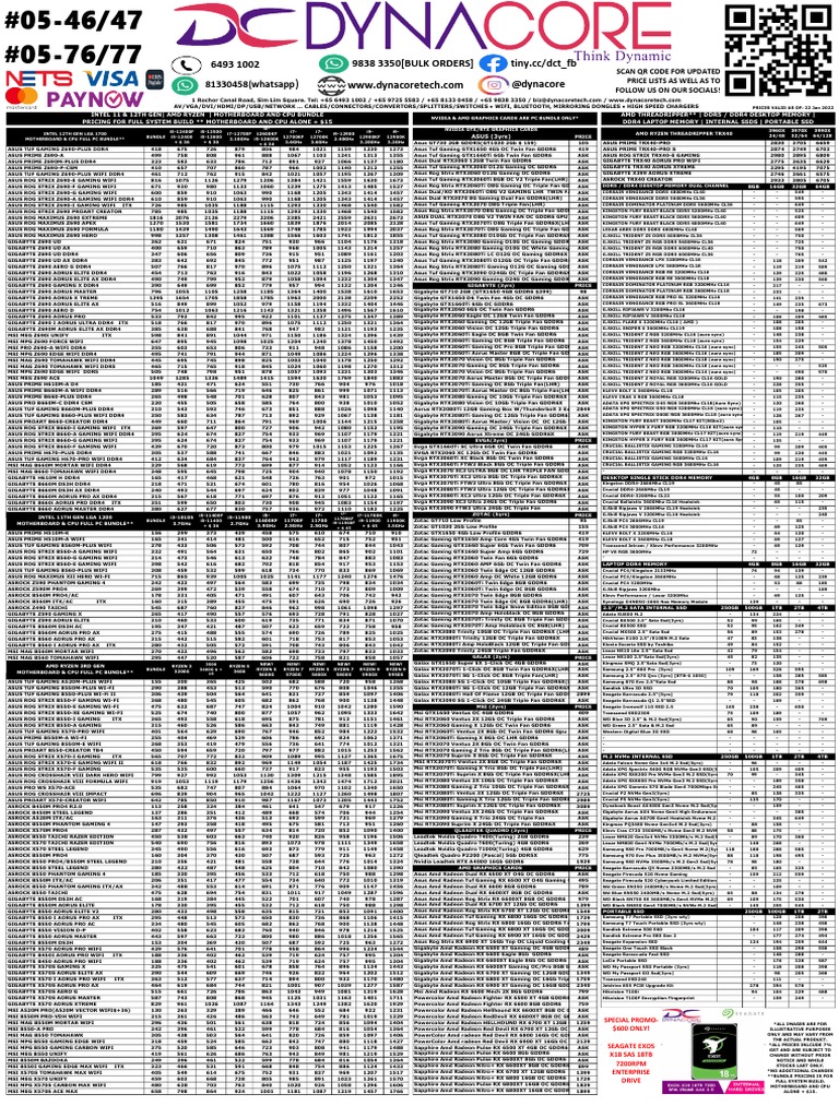 Comprehensive PC parts price list with CPU, GPU and memory bundles ...